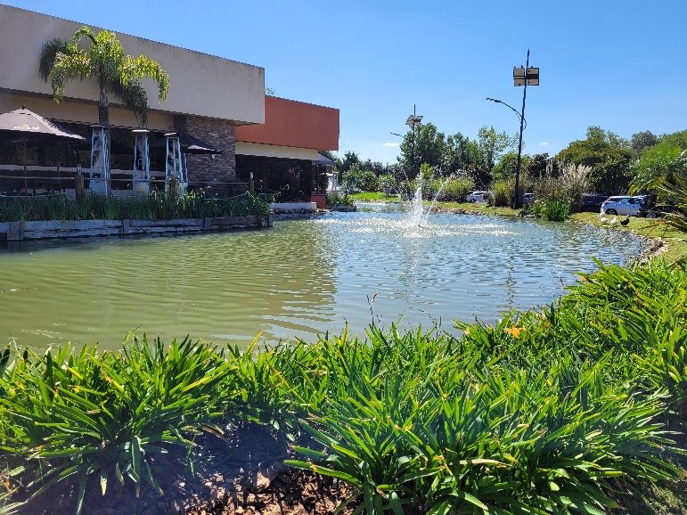 Laguna impermeabilizada con revestimiento de bentonita